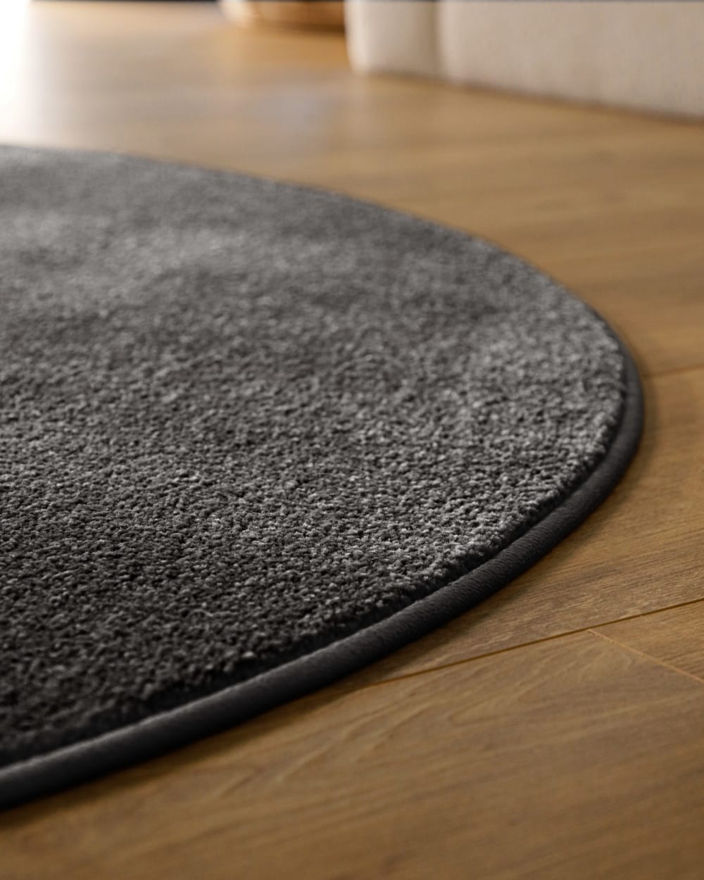 Tapis rond tissé velours ras anthracite 200 rd. — vue 4