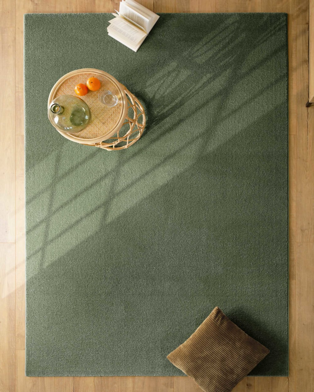 Tapis tissé velours ras vert foncé 160x230 — vue 3