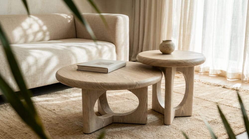 Runder Couchtisch aus Eichenholz, 80 cm - Maisons Du Monde