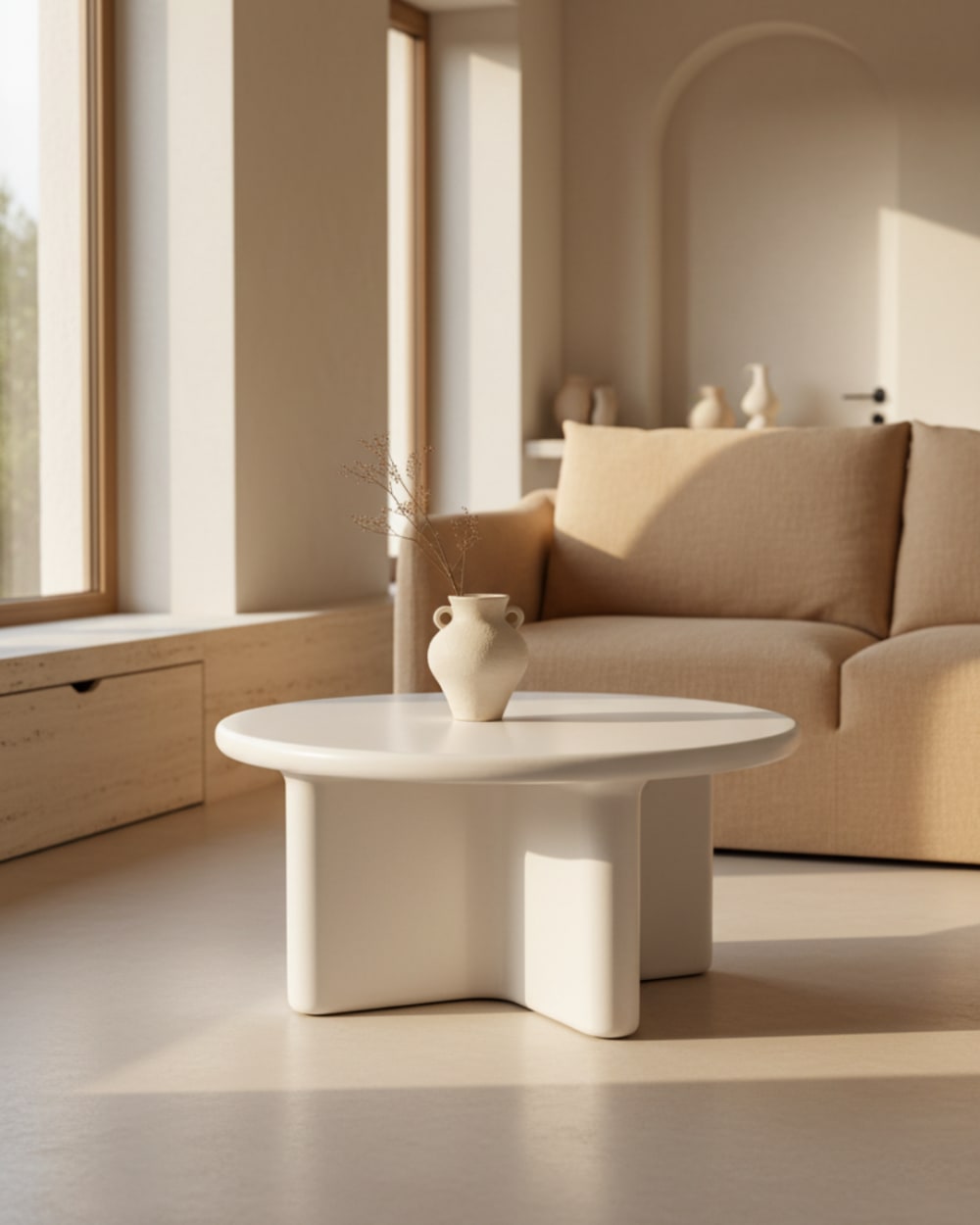 Runder weißer Couchtisch, 80 cm - Maisons Du Monde