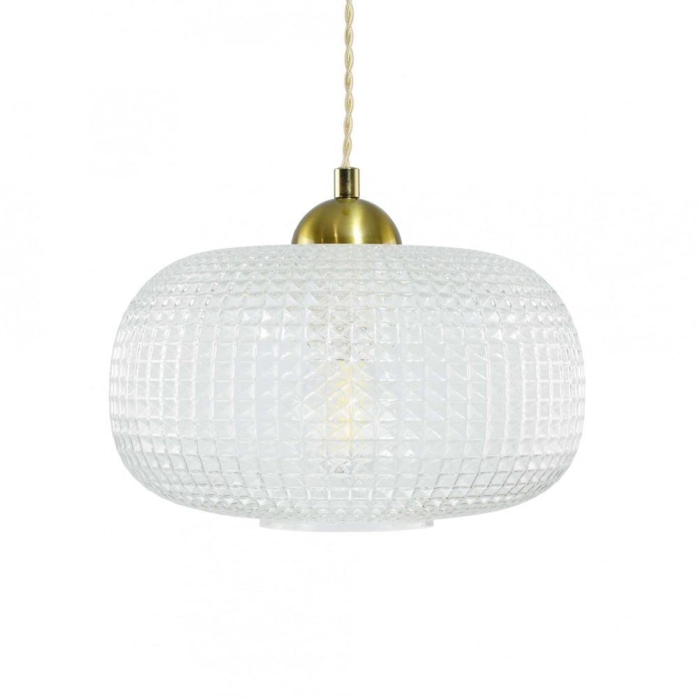 Suspension en verre gaufré et métal, cordon textile — vue 4