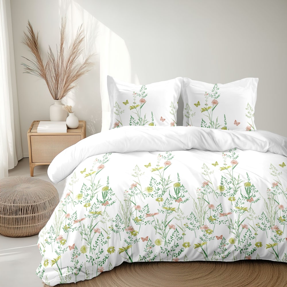 Parure de couette en - vert blanc