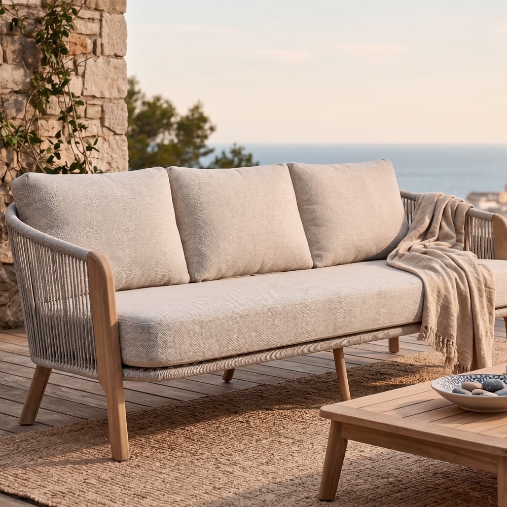 2-Sitzer-Gartensofa aus Holz und Seil - Maisons Du Monde