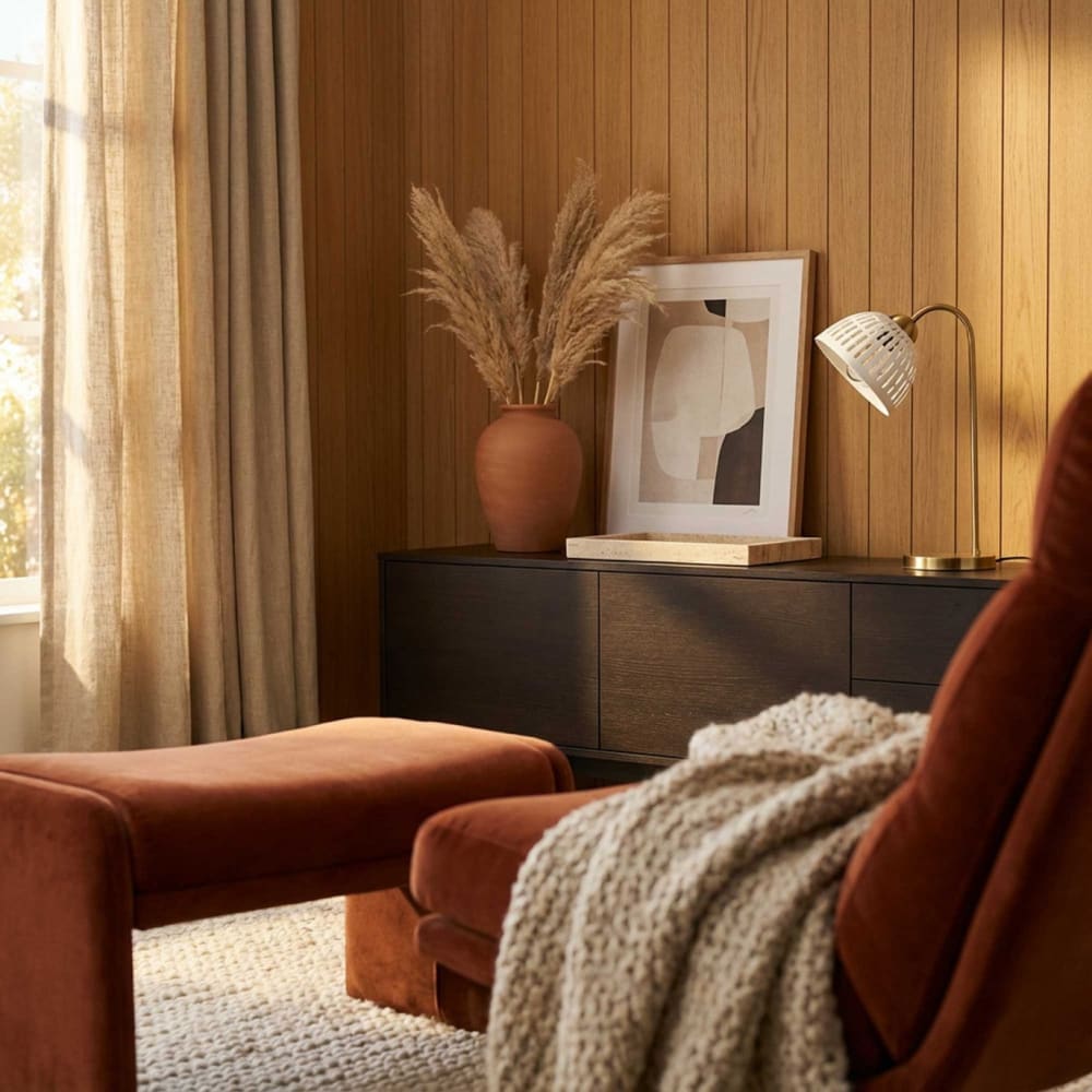 Lampe à poser en métal & céramique avec un cordon textile — vue 3