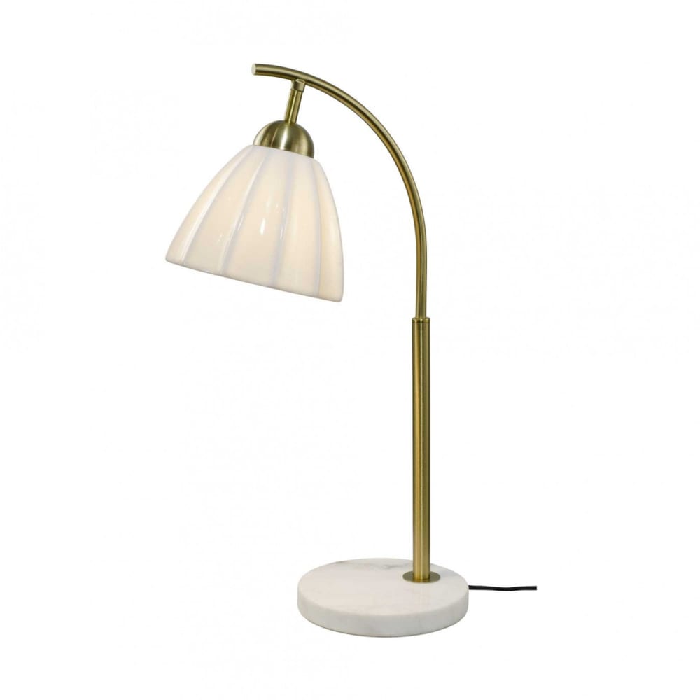 Lampe à poser en métal, marbre & céramique avec un cordon textile — vue 4