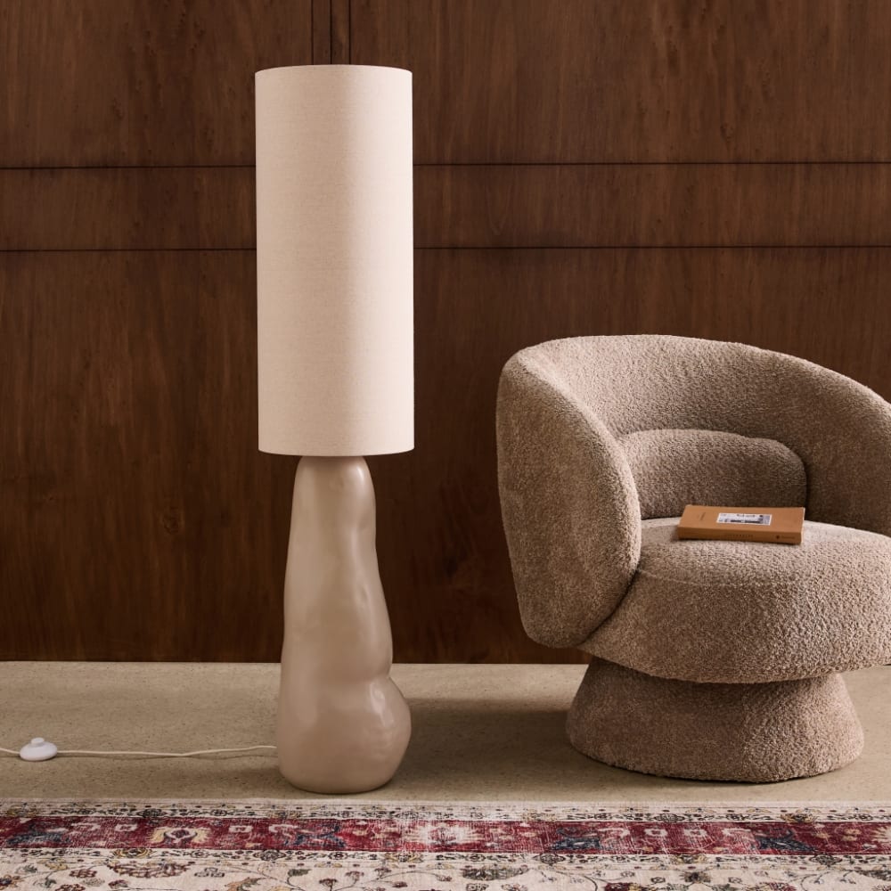 Stehlampe aus Keramik und Stoff Ø27cm taupe - Maisons Du Monde