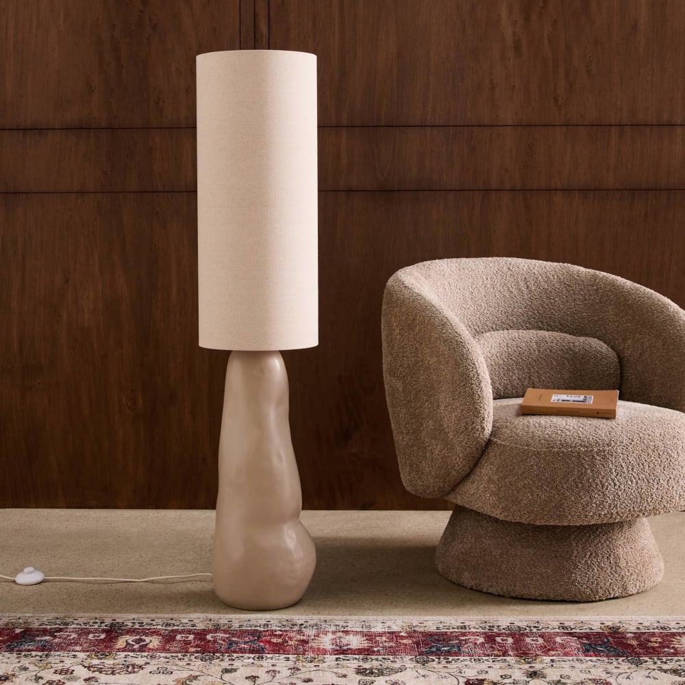 Lampe sur pied intérieur céramique et tissu d27cm taupe — vue 4