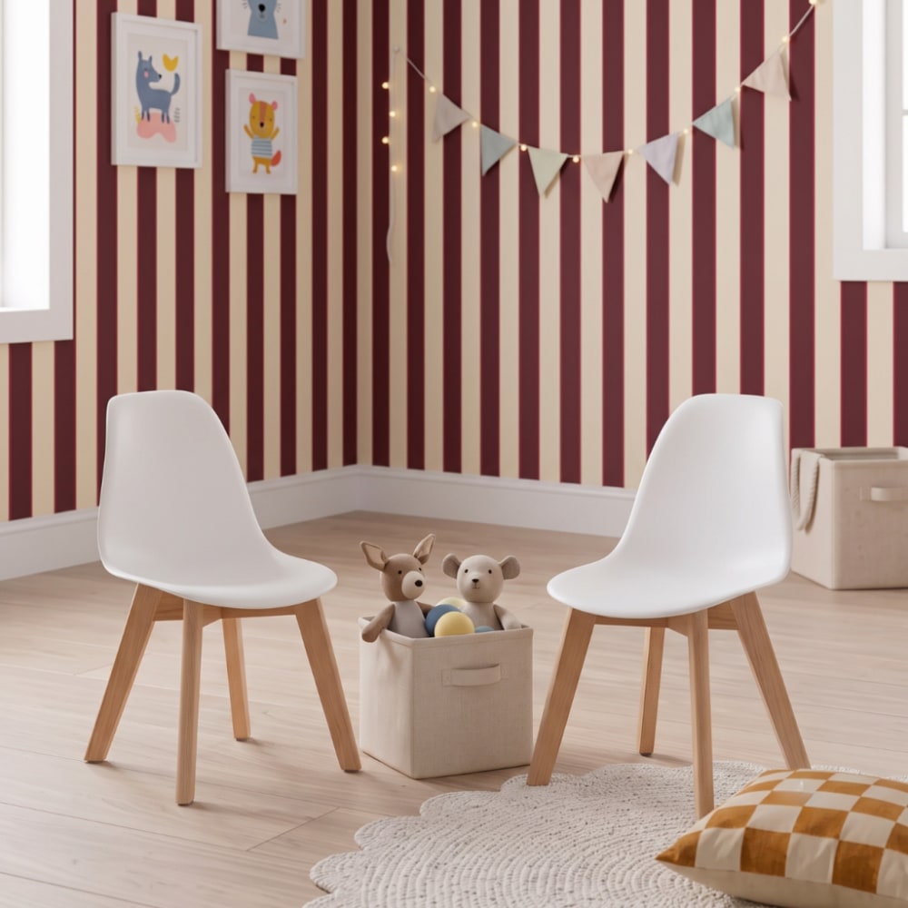 Lot de 2 chaises pour enfant bois de hêtre blanc