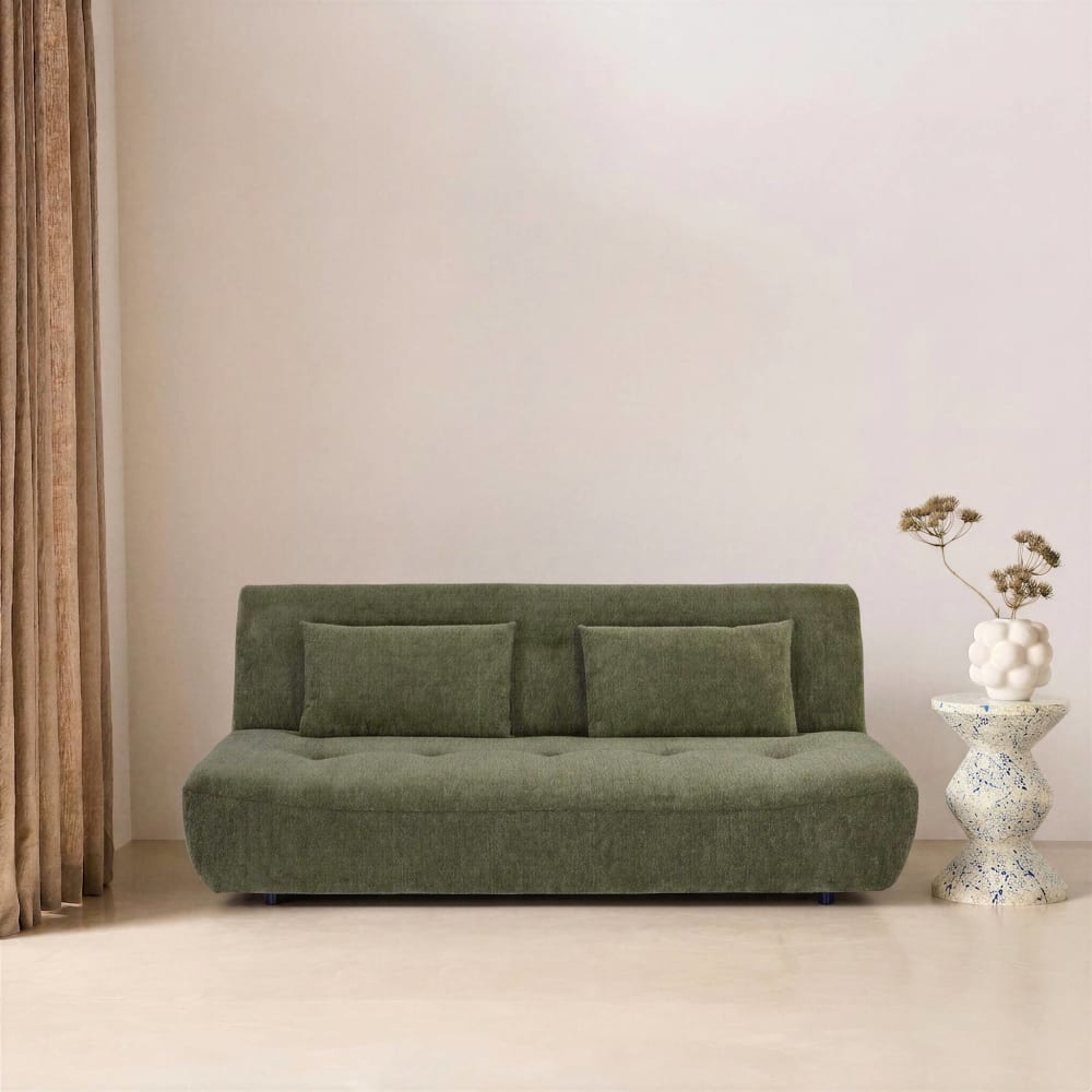 3-Sitzer Schlafsofa mit Chenille-Bezug grün - Maisons Du Monde