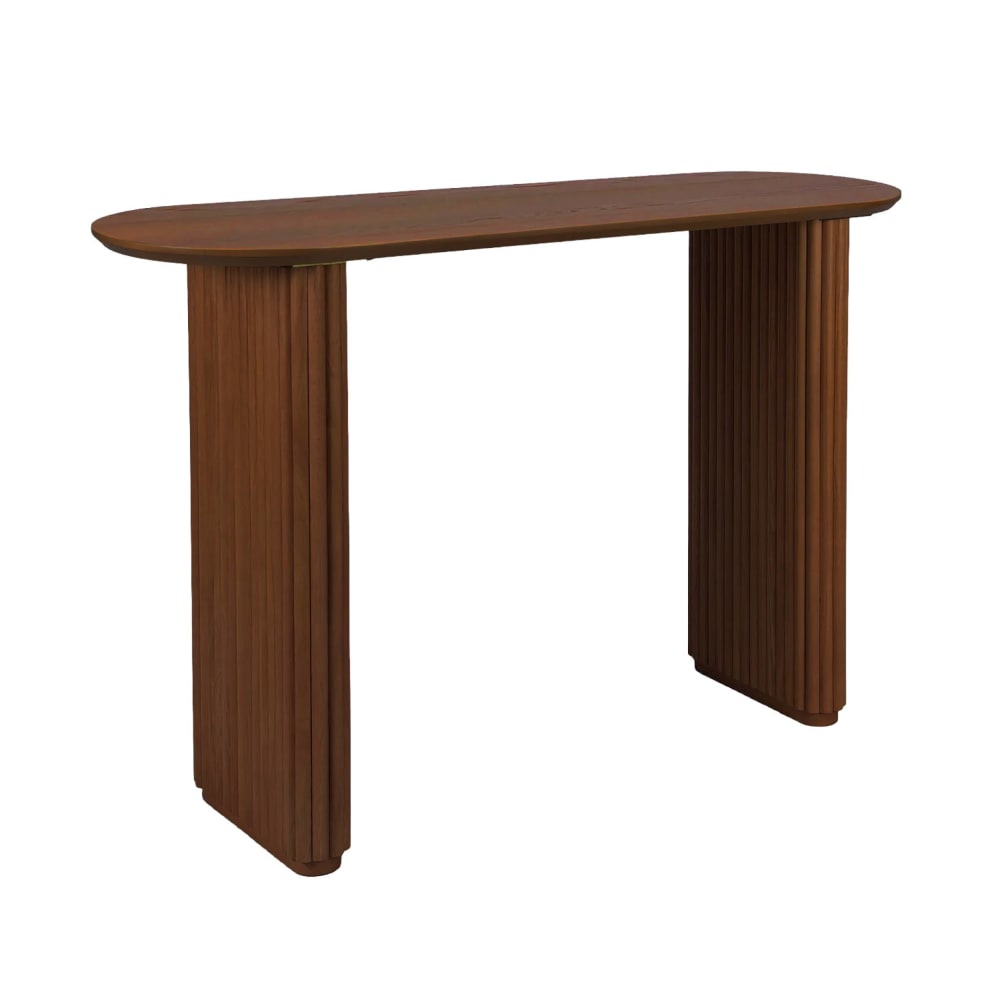 sweeek Ovale Konsole aus Heveaholz mit Eichenfurnier nussbaum style classic chic Braun