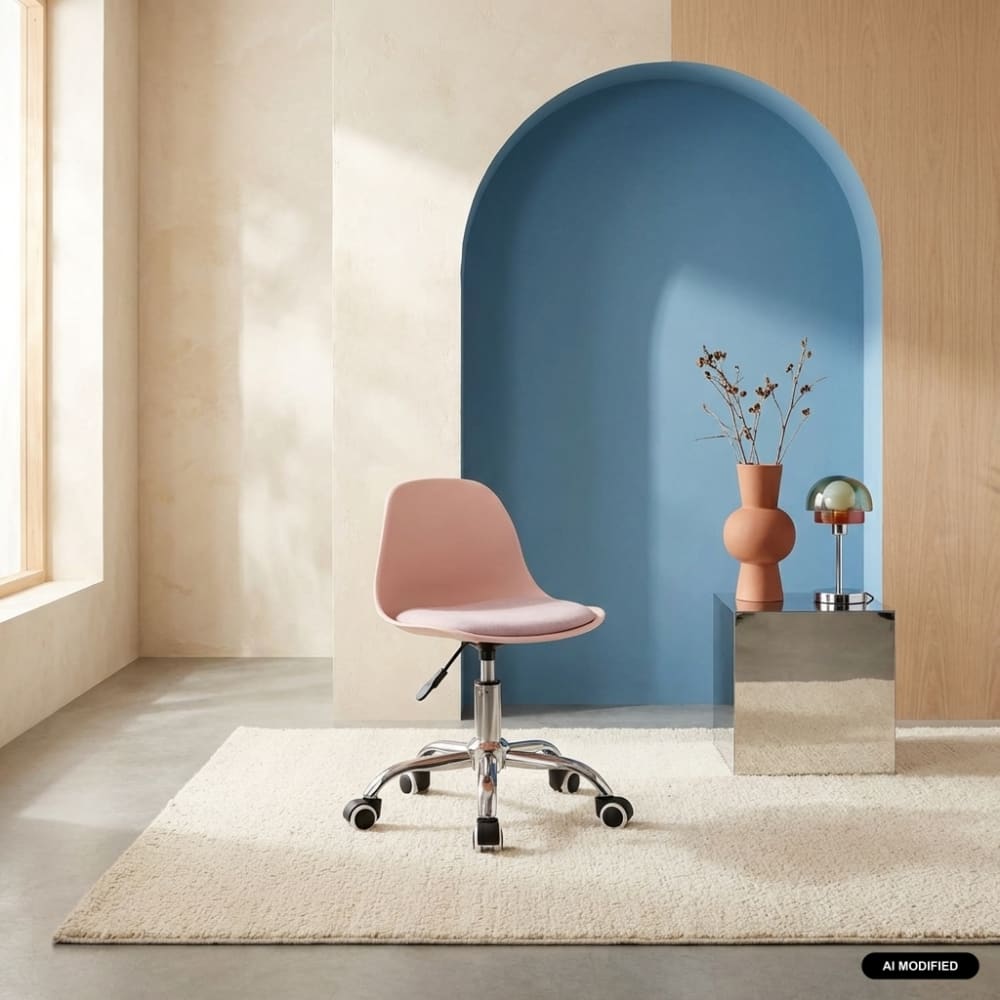 Chaise de bureau enfant piètement chromé rose pâle Chaise de bureau enfant piètement chromé rose pâle