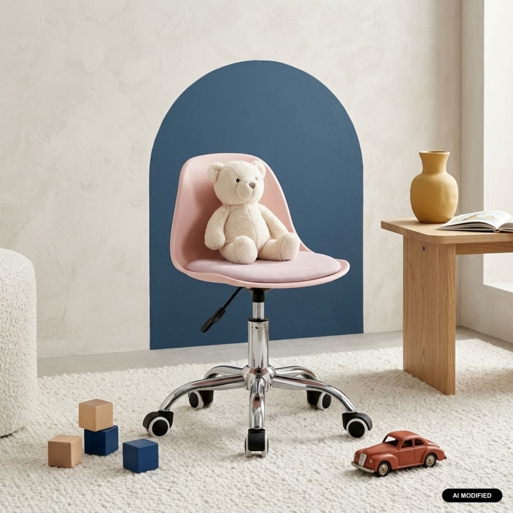 sweeek Kinderbürostuhl verchromt / zartrosa Pes - Polyester Kinder