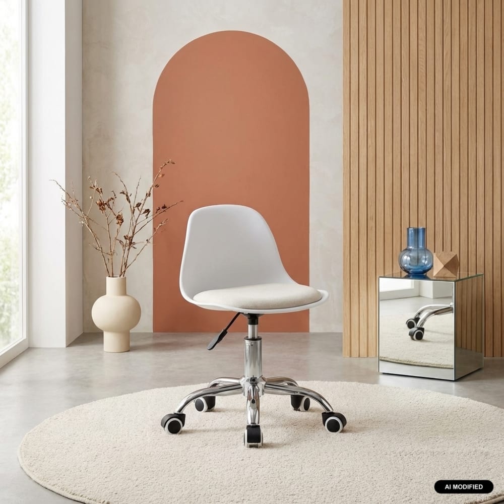 Chaise de bureau enfant piètement chromé blanc Chaise de bureau enfant piètement chromé blanc