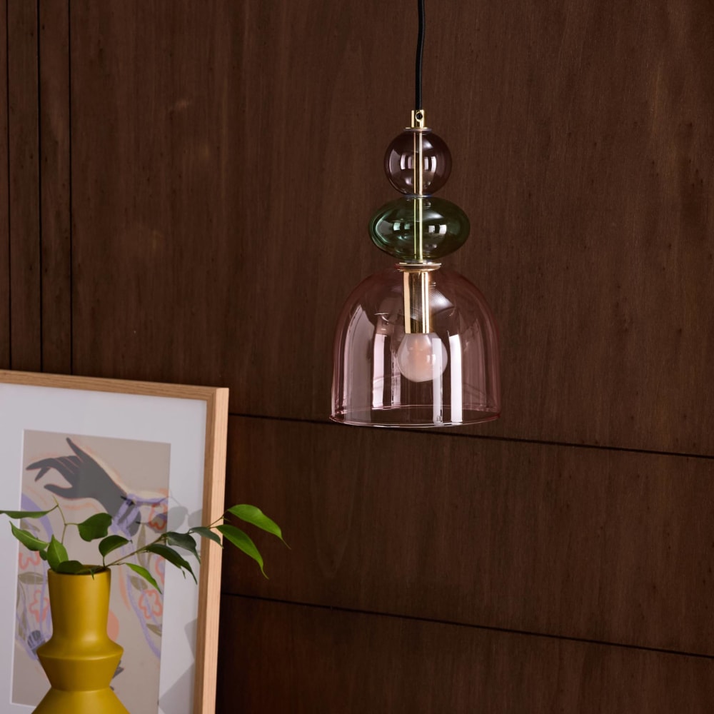 Suspension intérieur verre d15cm rose — vue 4