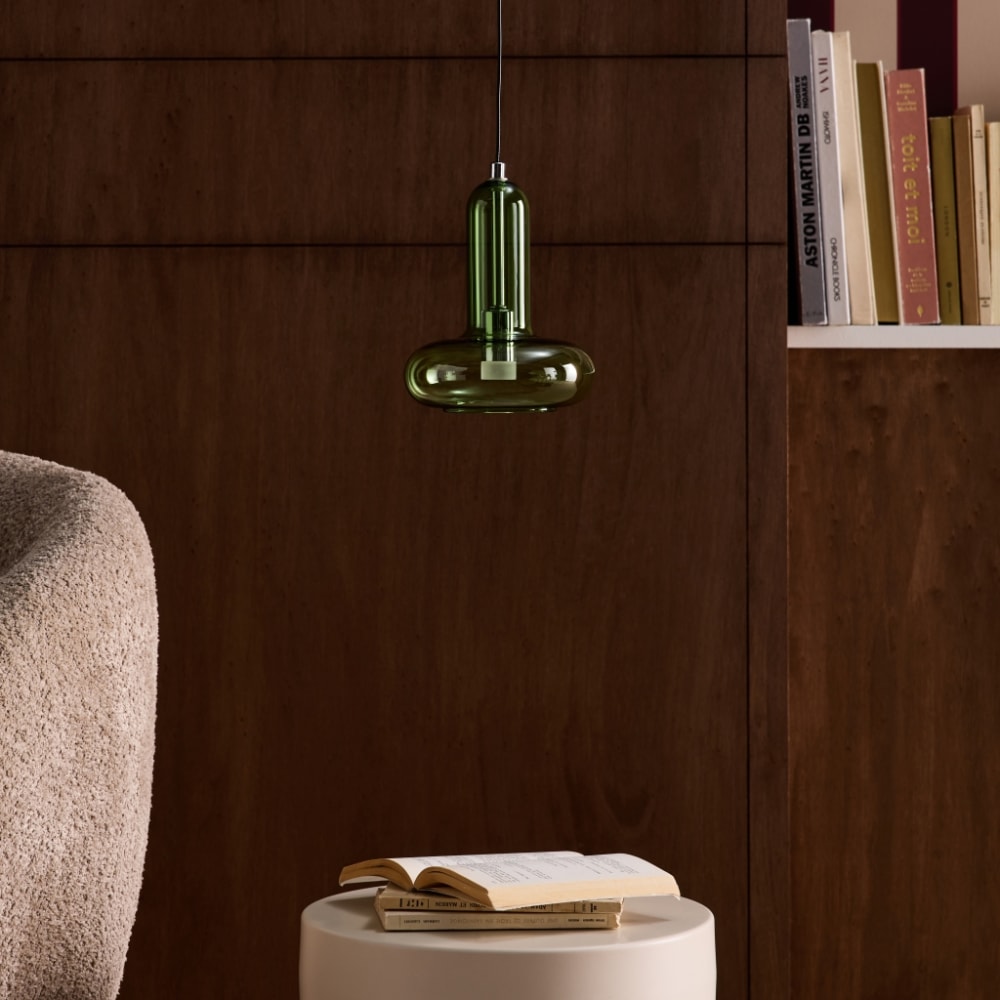 Suspension intérieur verre d15cm vert — vue 3