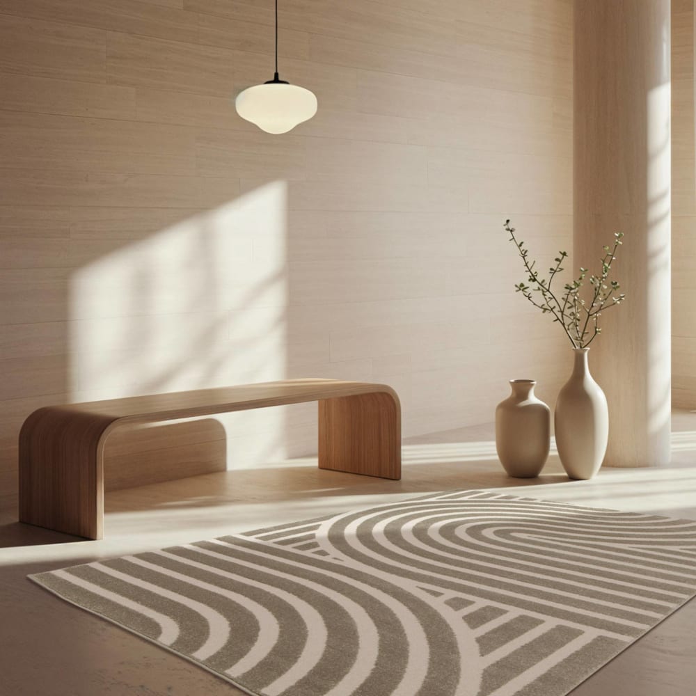 Tapis intérieur motif graphique taupe 160x230cm — vue 4