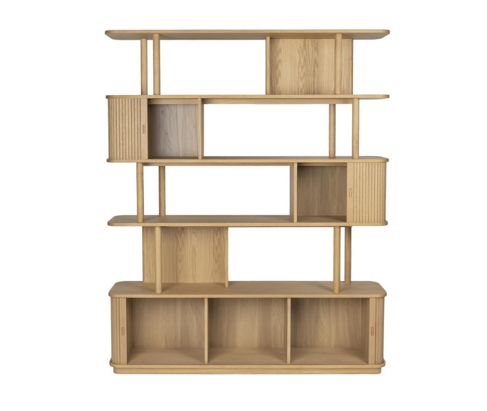 Praktisches Bücherregal aus Naturholz mit Schiebetüren - Maisons