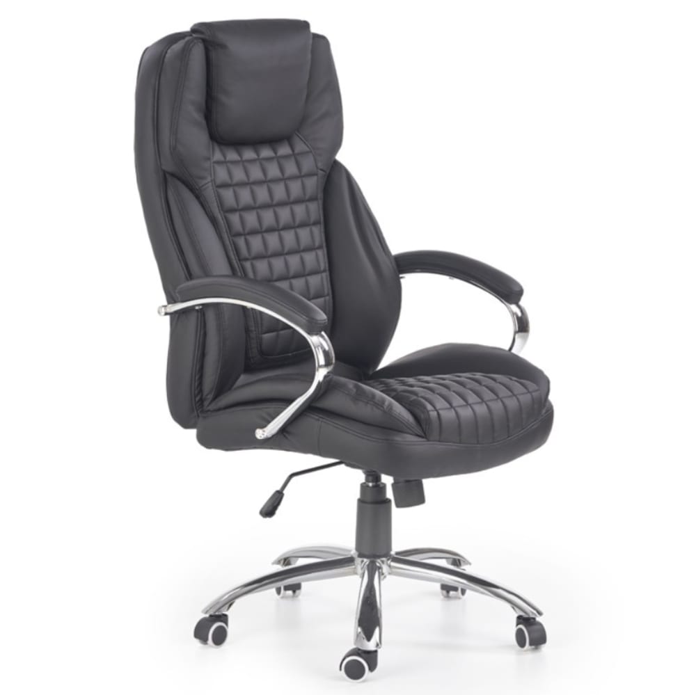 Sehr bequemer Designer-Bürostuhl aus schwarzem Öko-Leder -