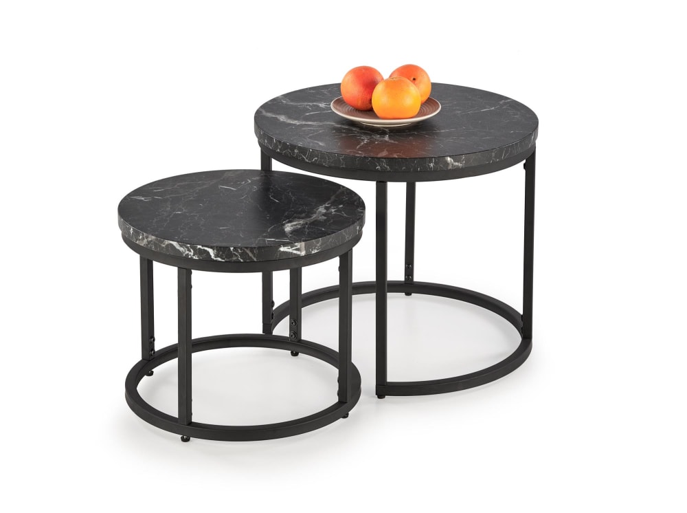 Set aus zwei zusammensetzbaren Couchtischen mit schwarzem