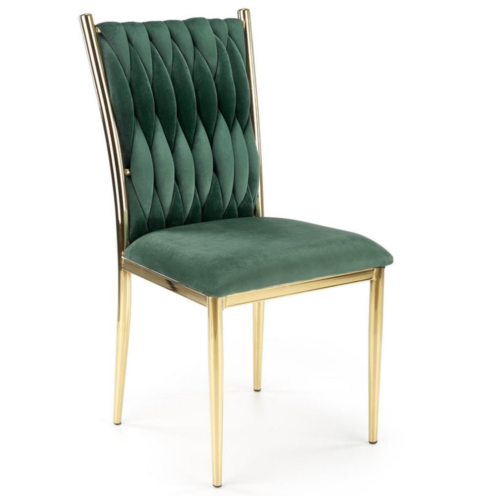 Chaise de salle à manger en velours de polyester vert Chaise de salle à manger en velours de polyester vert