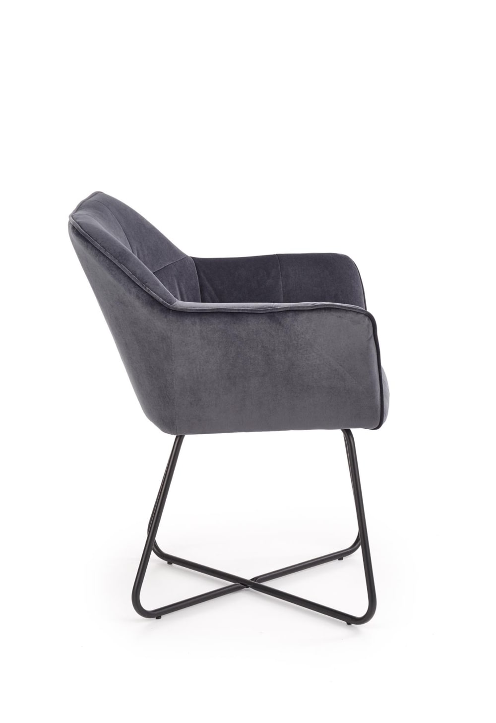 Chaise contemporaine en velours de polyester gris