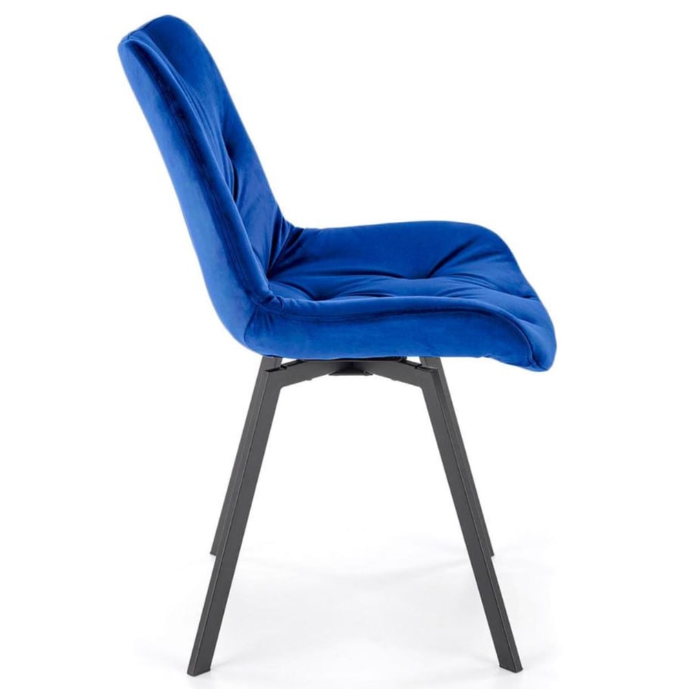 Drehbarer Designerstuhl aus blauem Samt - Maisons Du Monde