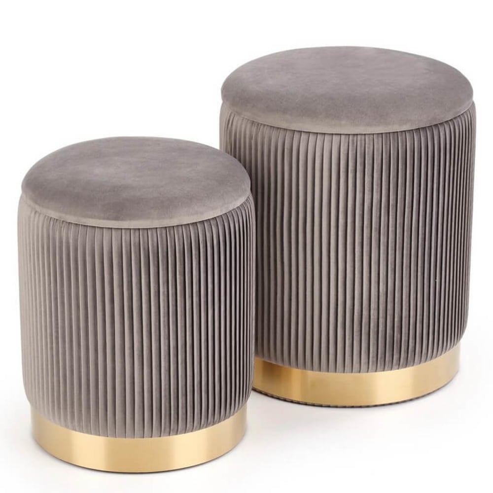 Poufs gigognes en velours - socle