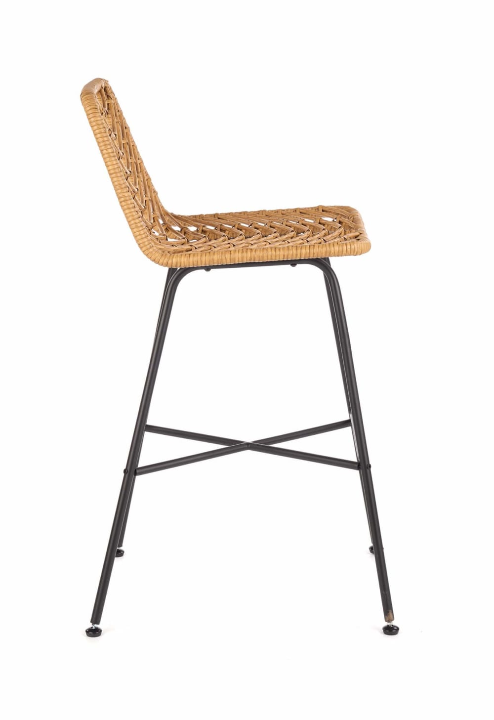 Chaise de bar en rotin synthétique avec structure en acier noir