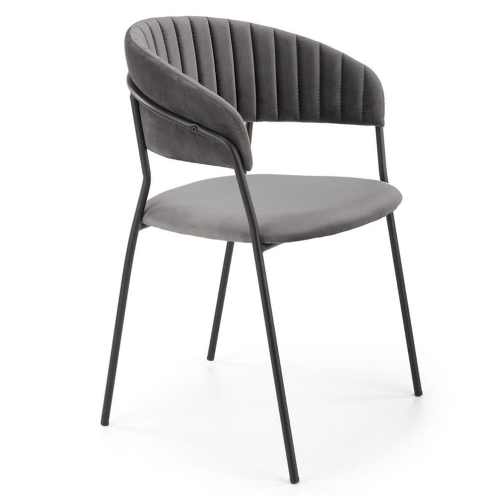 Chaise de salle à manger en velours de polyester gris Chaise de salle à manger en velours de polyester gris