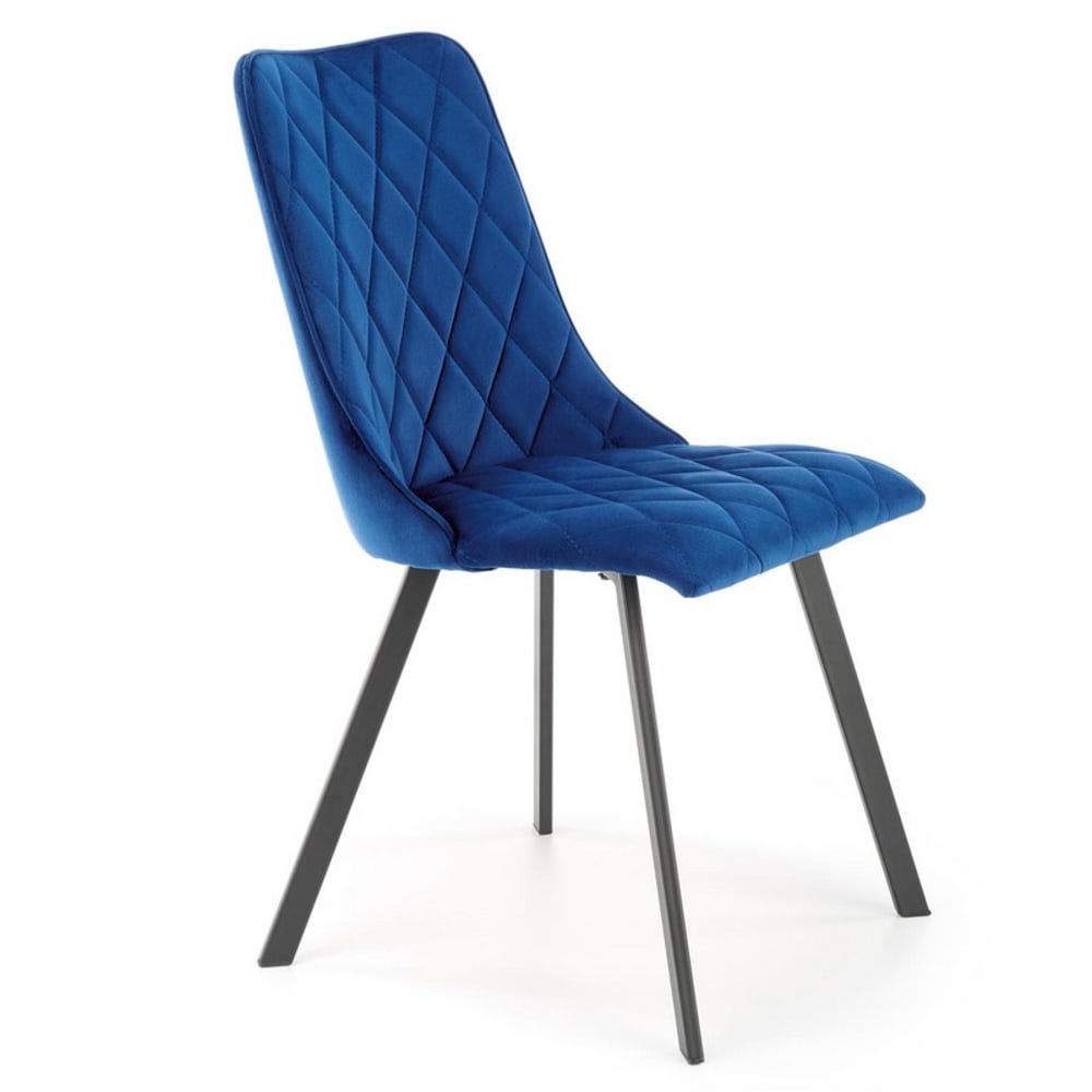 Chaise de salle à manger en velours de polyester bleu Chaise de salle à manger en velours de polyester bleu