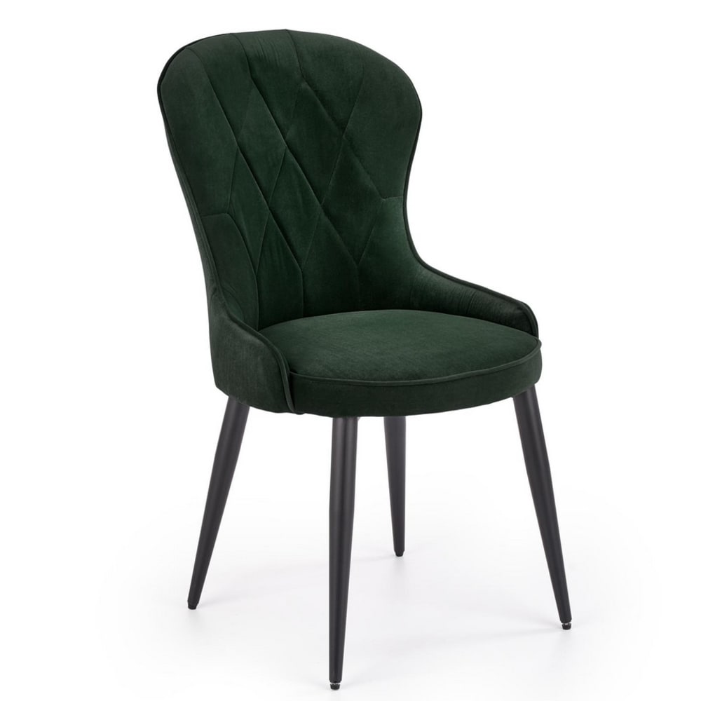 MSO Esszimmerstuhl aus Samt mit dunkelgrünen und schwarzen Stahlbeinen style modern Öko-Tex Zertifikat - Samt