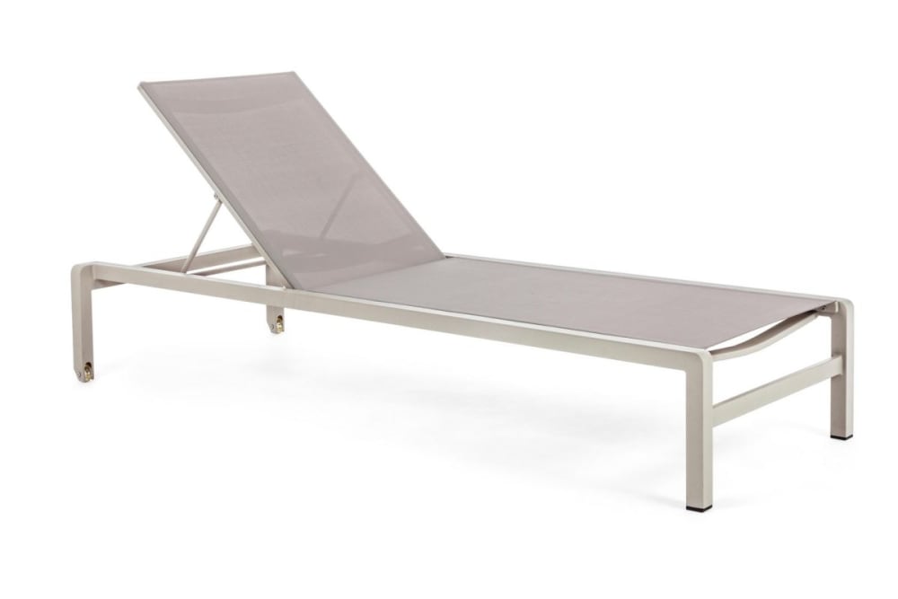 GELLINNA PREMIUM Bain de soleil beige en aluminium avec roulettes
