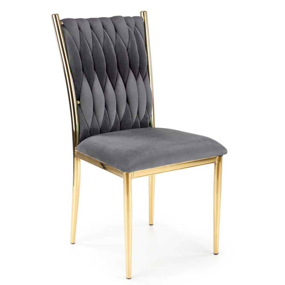 Chaise de salle à manger en velours de polyester gris Chaise de salle à manger en velours de polyester gris