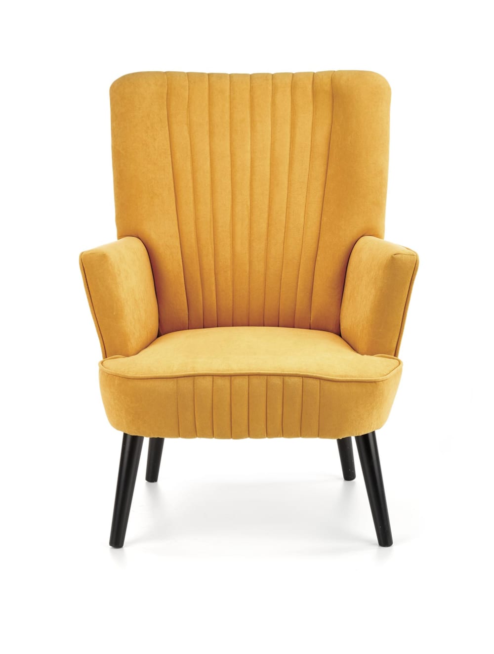 Fauteuil  en velours de polyester jaune avec haut dossier