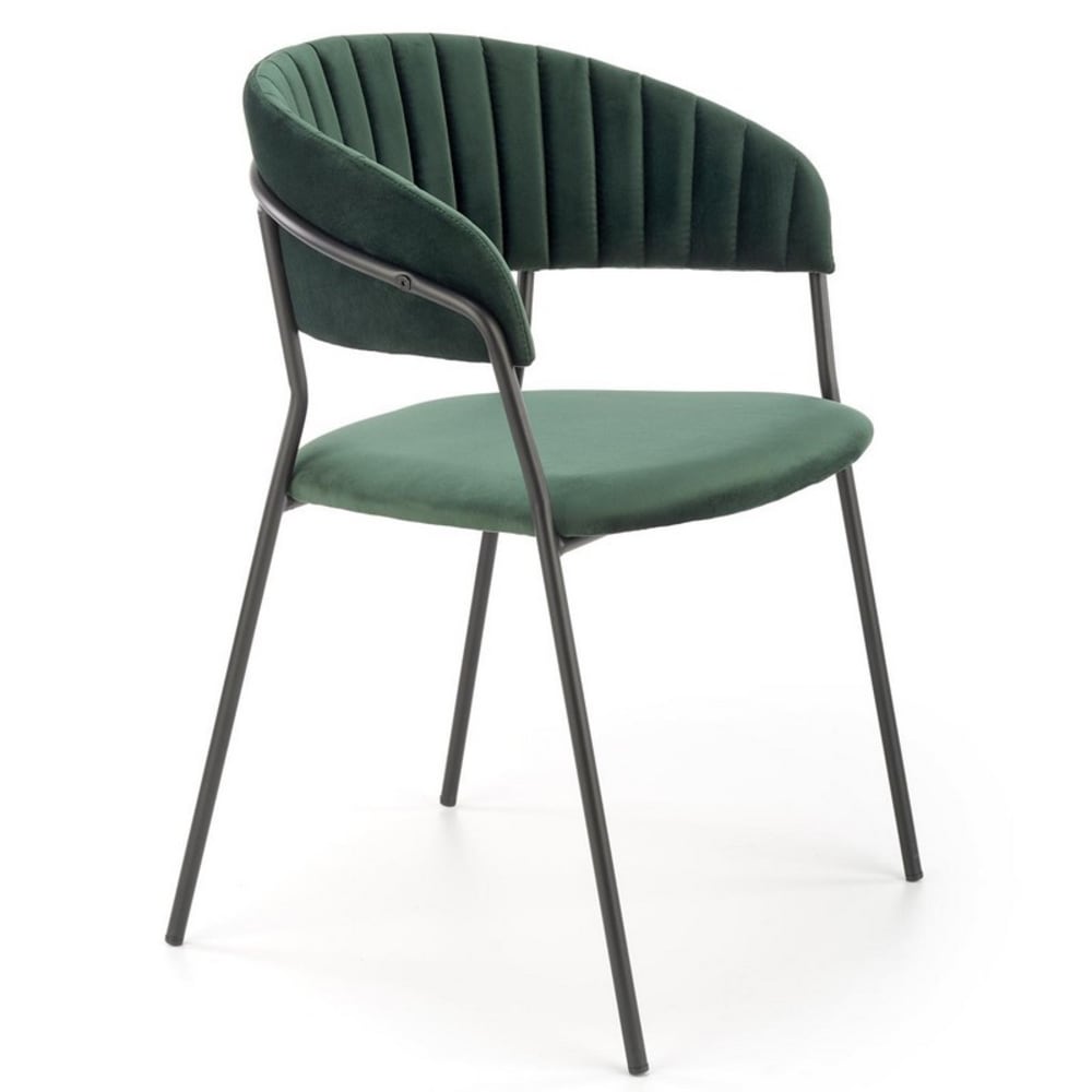 Chaise de salle à manger en velours de polyester vert Chaise de salle à manger en velours de polyester vert