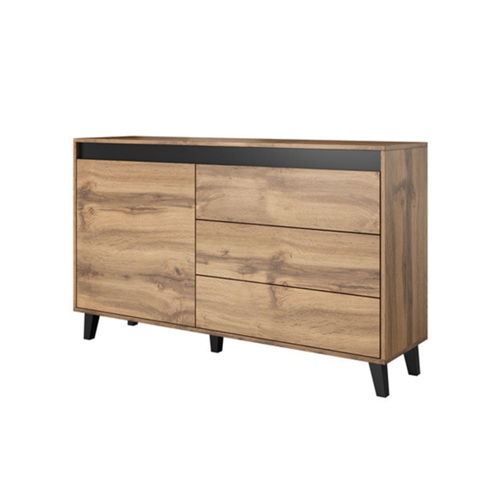 MSO Kommode 1 Tür 3 Schubladen Eiche Dekor 138cm style landhaus Braun Holz