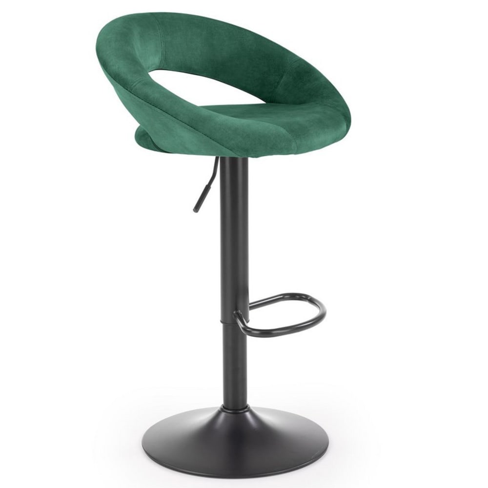 Tabouret de bar en velours de polyester vert avec structure en acier Tabouret de bar en velours de polyester vert avec structure en acier