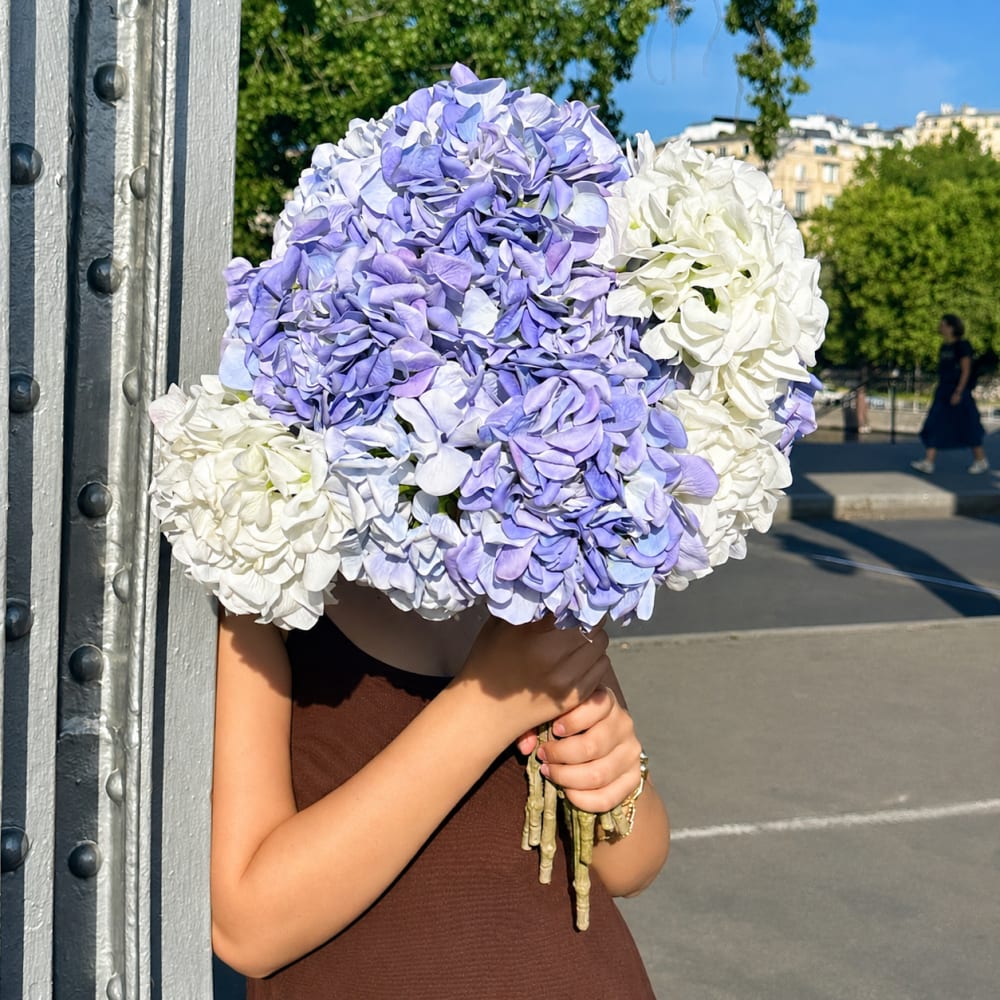 Tige d’hortensia artificielle bleu h63 — vue 4