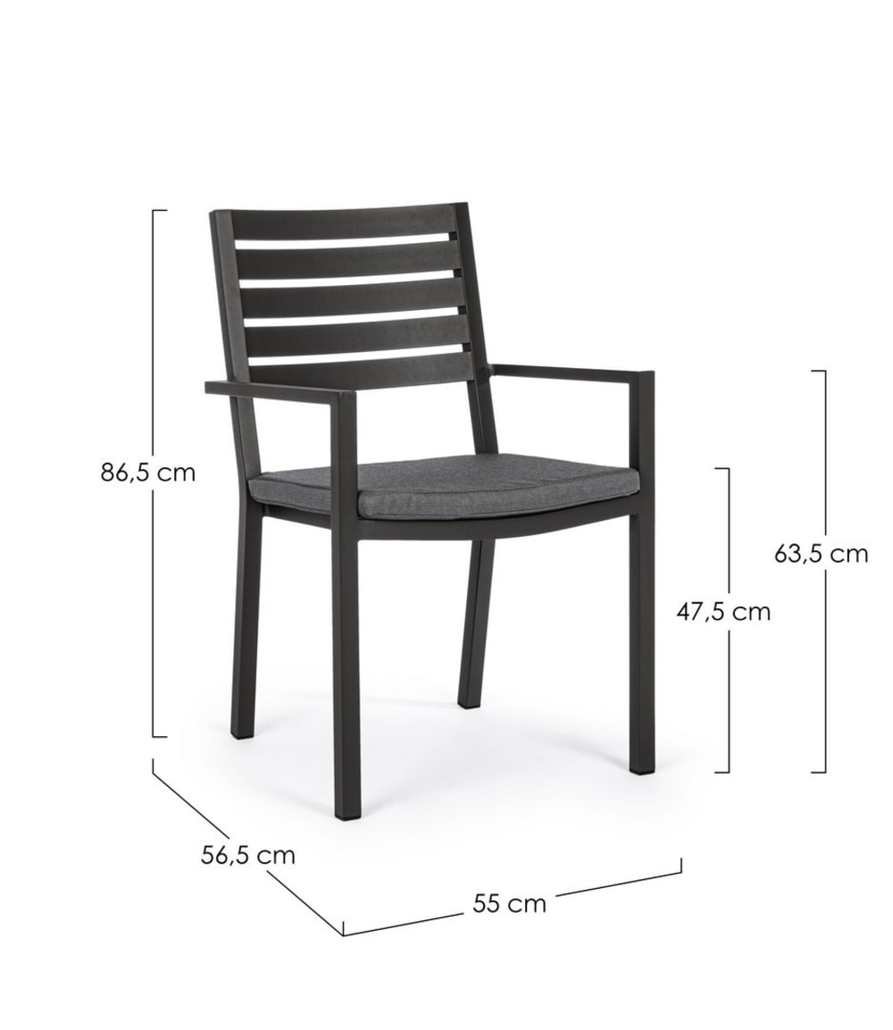 Set 4 Stühle Aluminium Anthrazit Kissen - Maisons Du Monde