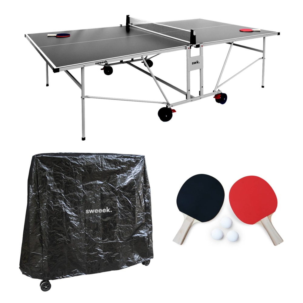 Outdoor-Tischtennisplatte grau + PVC-Abdeckung - Maisons Du Monde