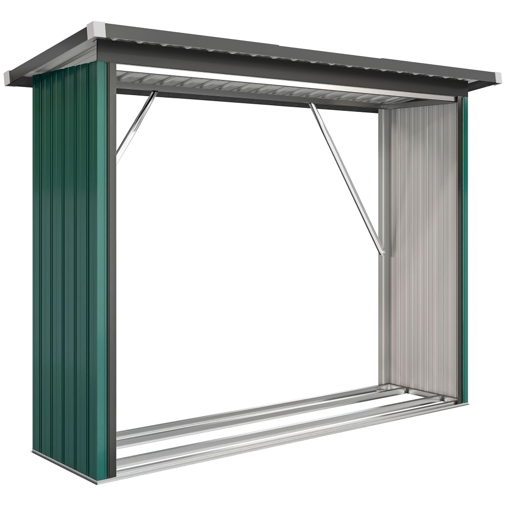 Abri-bûches plancher surélevé toit incliné acier galvanisé vert — Beyit