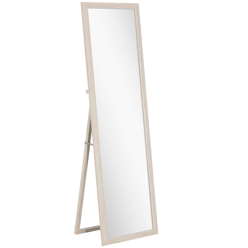 Miroir sur pied rectangulaire avec cadre à effet pierre verre blanc
