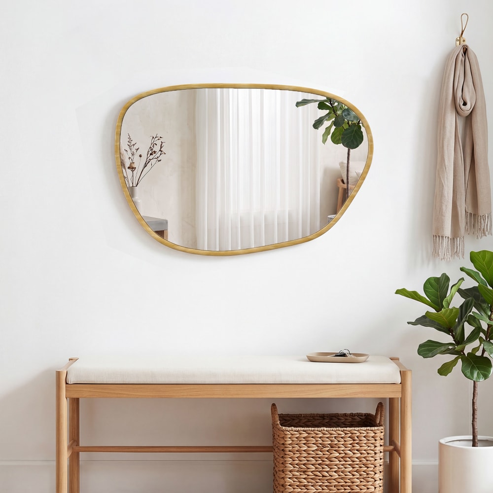 Miroir mural décoratif asymétrique verre trempé naturel