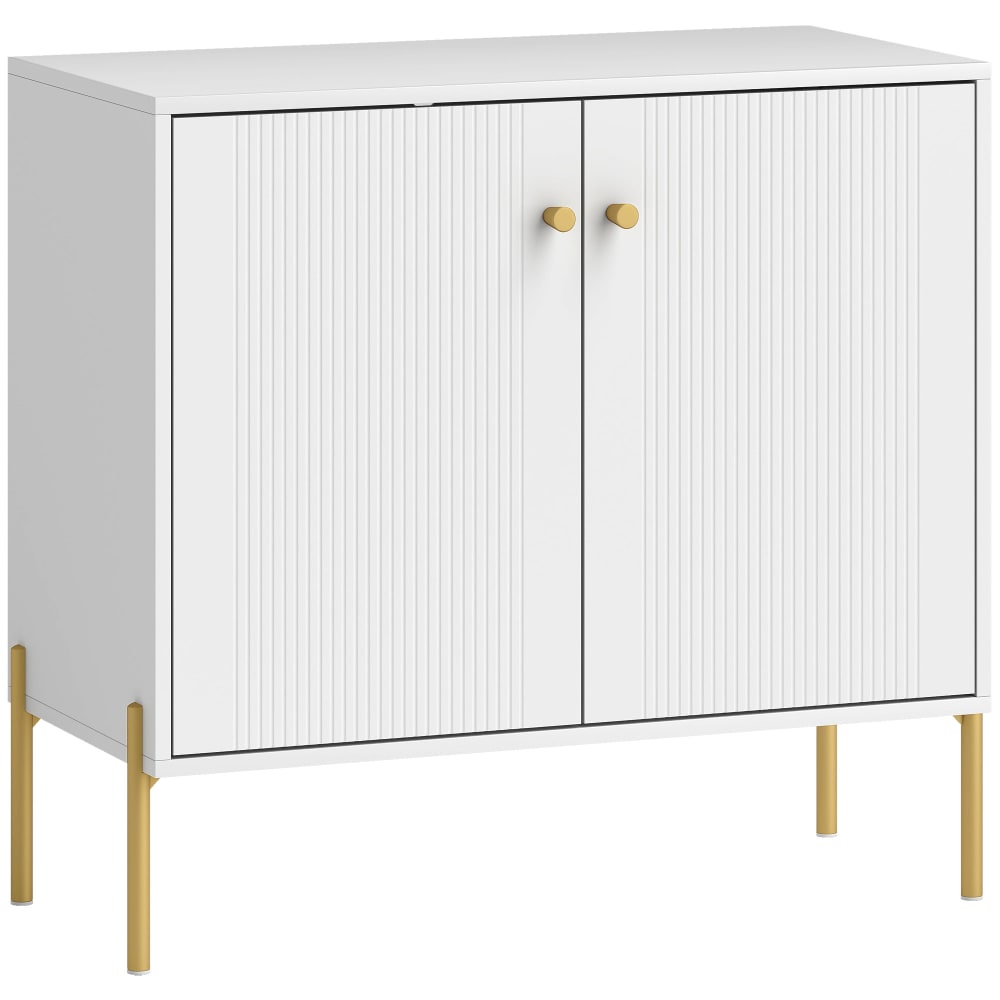 Buffet double porte cannelée panneau de particules et MDF blanc — Beyit