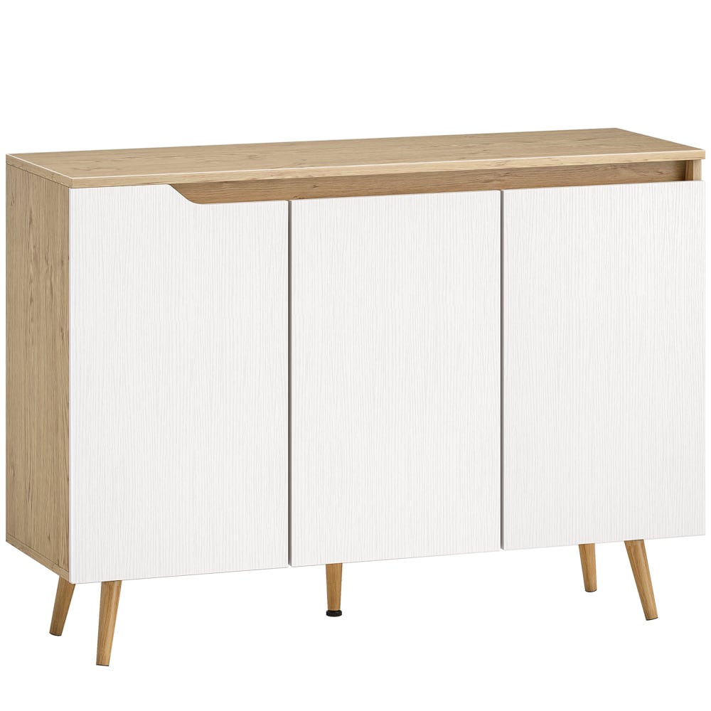 Buffet 3 portes étagères réglables panneaux de particules blanc chêne Buffet 3 portes étagères réglables panneaux de particules blanc chêne