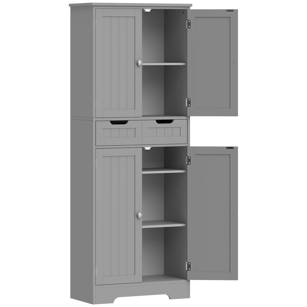 Armoire salle de bain colonne rangement tiroir bois gris — Beyit