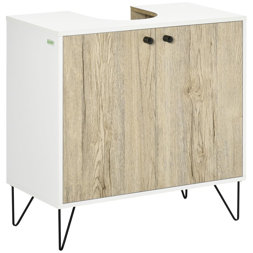 Meuble sous lavabo salle de bain 2 portes panneau de particules blanc Meuble sous lavabo salle de bain 2 portes panneau de particules blanc