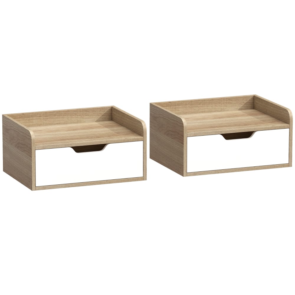 Lot de 2 tables de chevet murales tiroir panneau de particules naturel Lot de 2 tables de chevet murales tiroir panneau de particules naturel