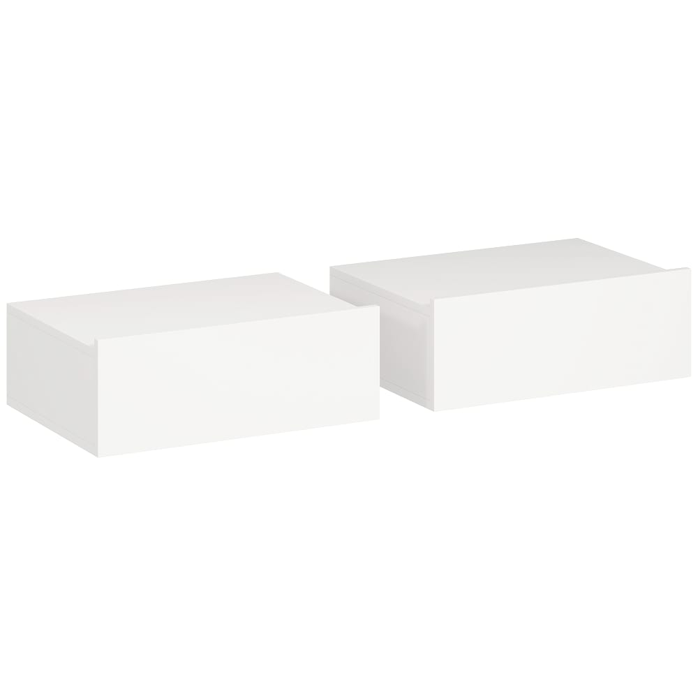 Lot de 2 tables de chevet murales tiroir panneaux de particules blanc