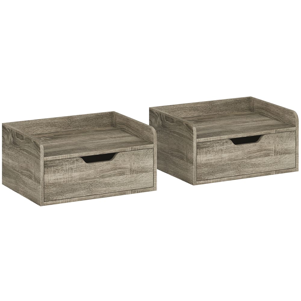 Lot de 2 tables de chevet murales tiroir gris